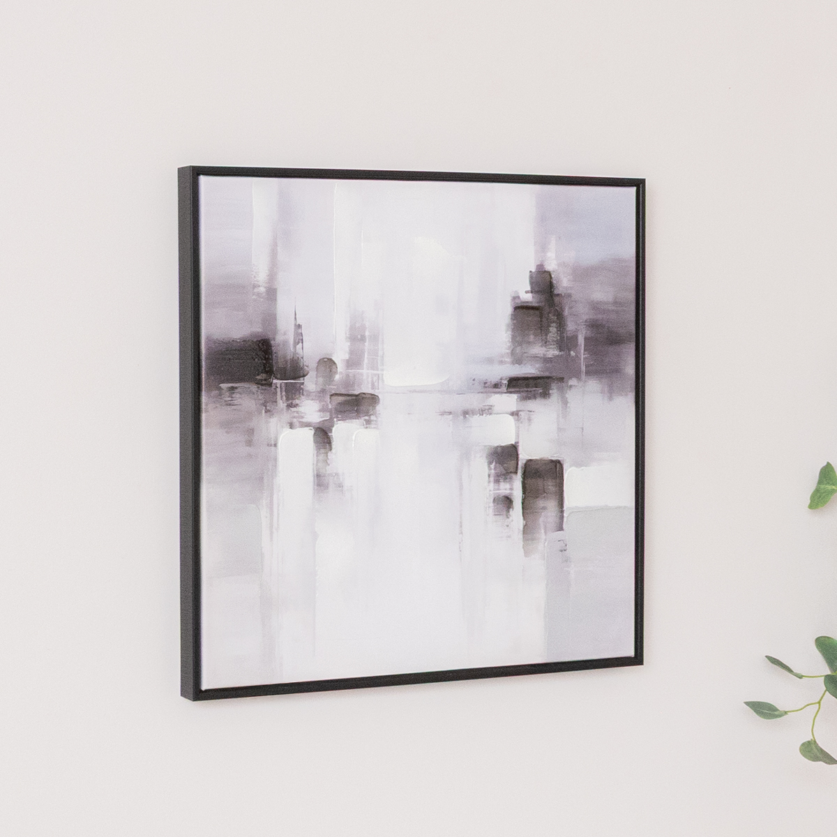 Black & White Serenity Abstract Framed Wall Art - 50cm x 50cm