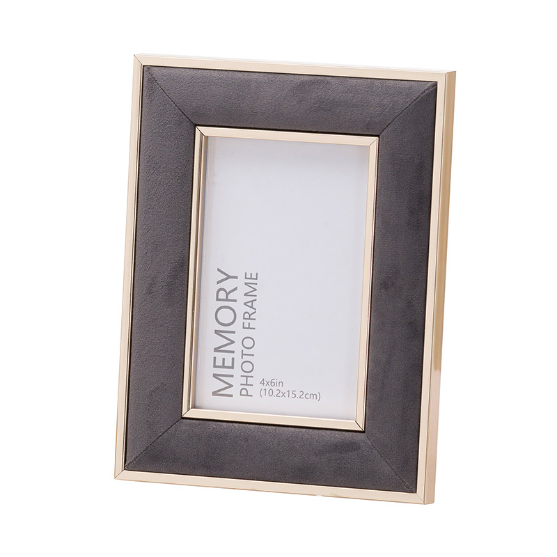Small Grey Velvet & Gold Photo Frame Small Grey Velvet & Gold Photo Frame