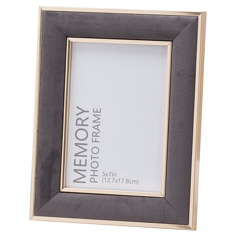 Large Grey Velvet & Gold Photo Frame Large Grey Velvet & Gold Photo Frame