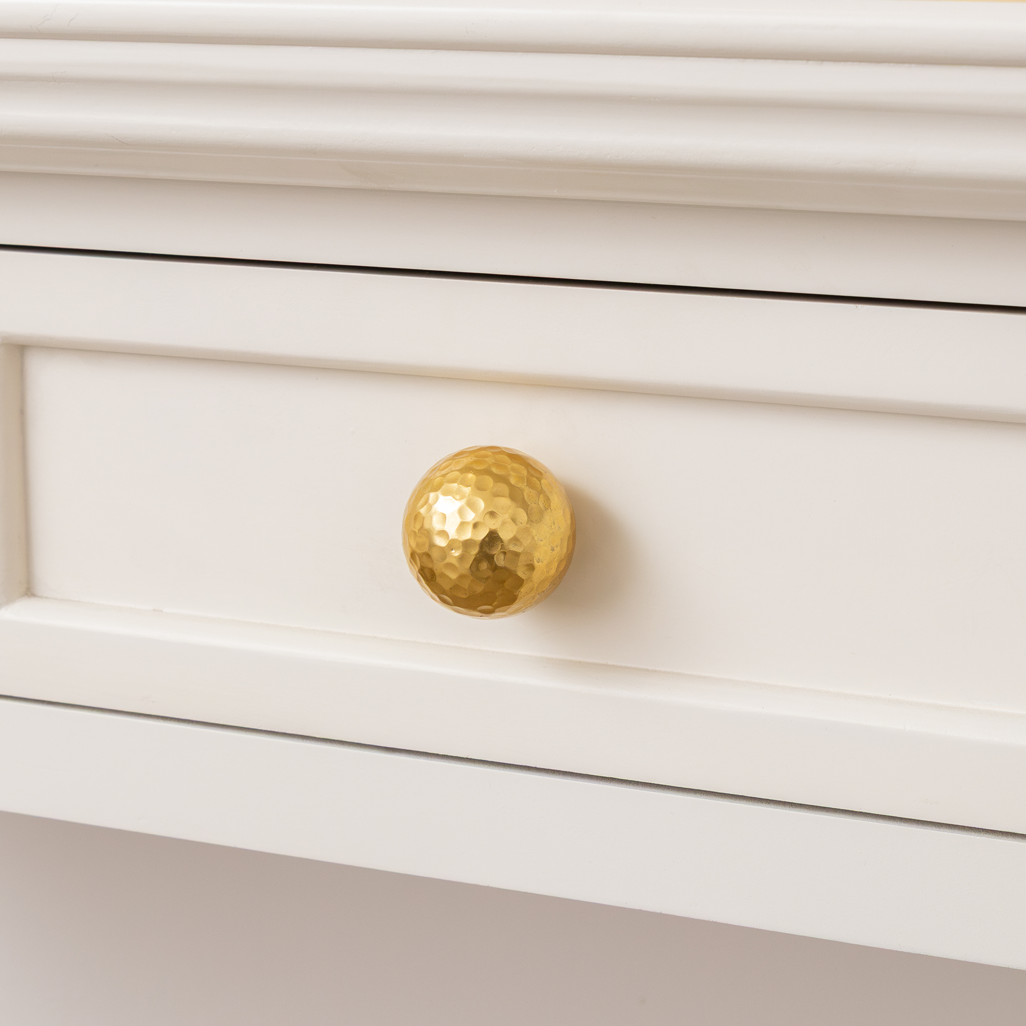 Large Shiny Gold Round Hammered Drawer Knob - 5cm