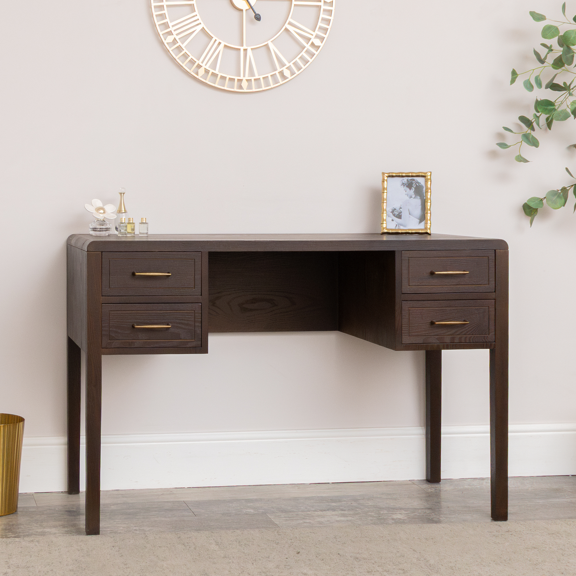 Dark Wood 4 Drawer Dressing Table - Kingsley Range