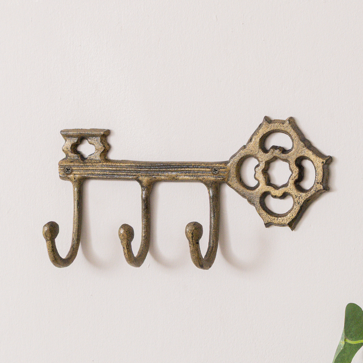 Antique Brass Key Shaped Key Hook Rail