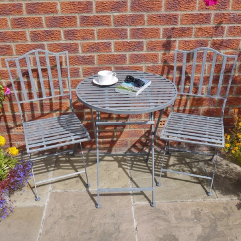 Grey Metal Bistro Set Grey Metal Bistro Set