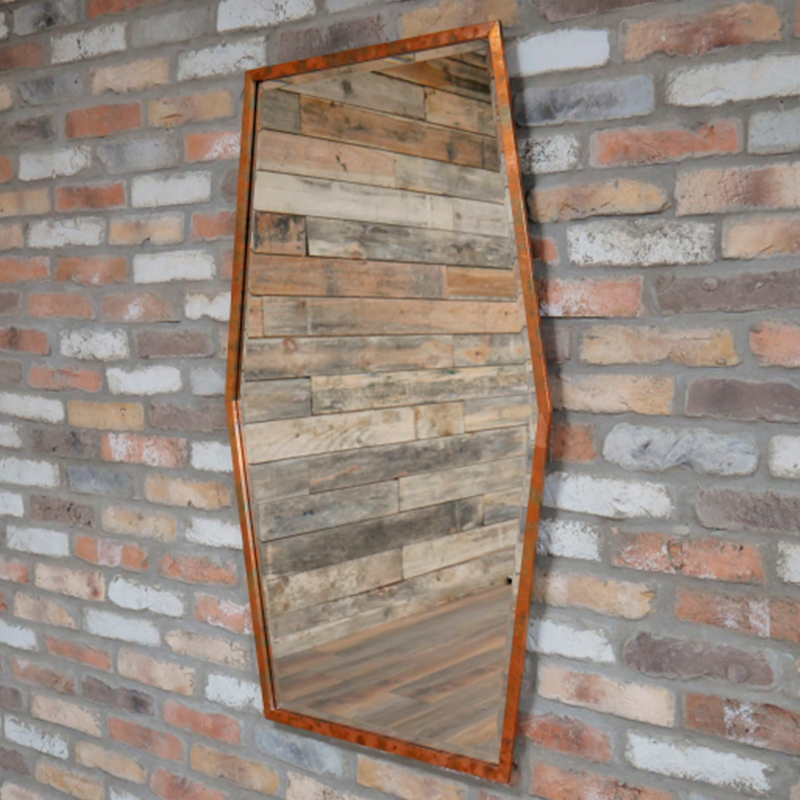 Large Rustic Copper Hexagon Mirror 71cm x 119cm Large Rustic Copper Hexagon Mirror 71cm x 119cm