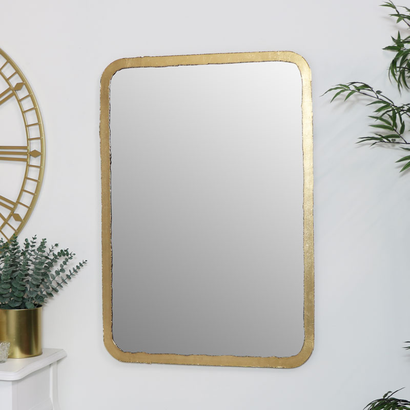 Rustic Thin Framed Gold Mirror 