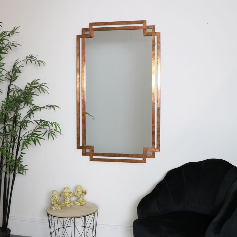 Copper Art Deco Distressed Mirror Copper Art Deco Distressed Mirror