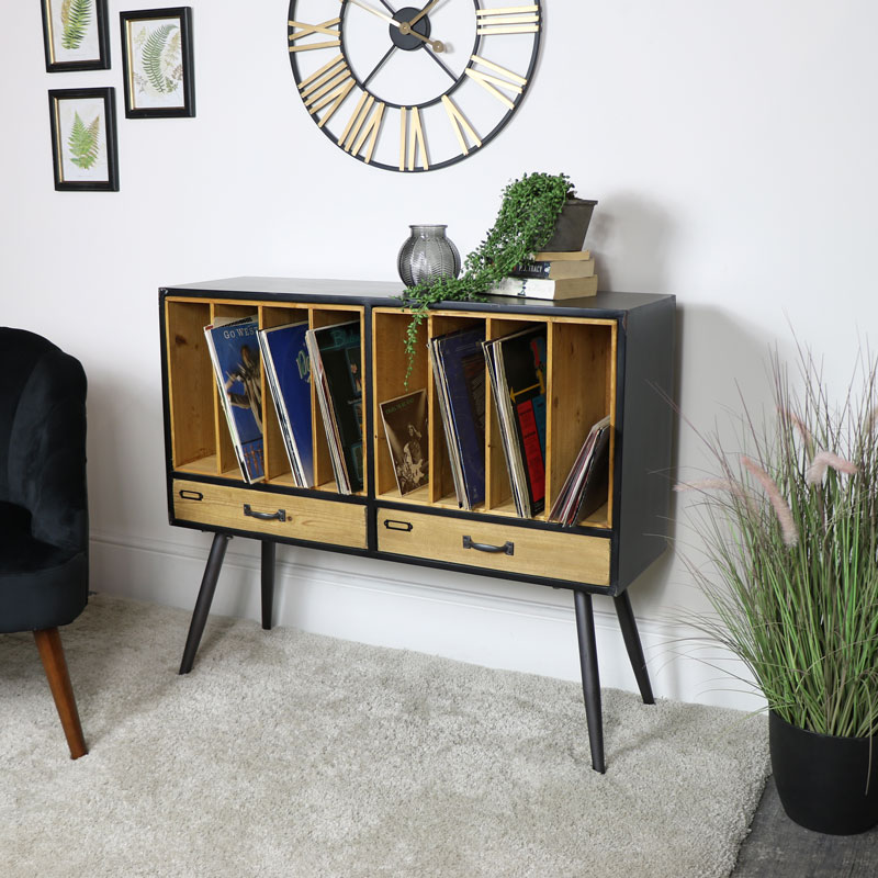 Large Industrial Retro Style Vinyl Record Storage Cabinet Large Industrial Retro Style Vinyl Record Storage Cabinet