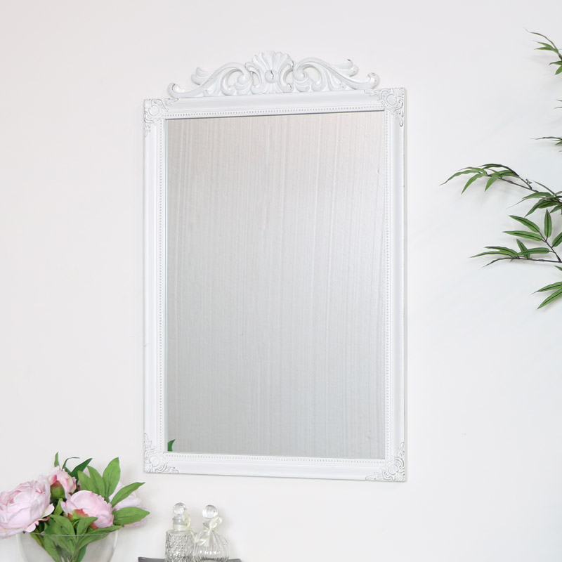 Ornate Vintage White Wall Mirror 52cm x 82cm Ornate Vintage White Wall Mirror 52cm x 82cm
