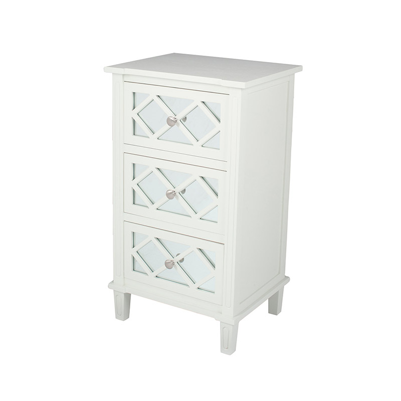 White Mirrored 3 Drawer Bedside White Mirrored 3 Drawer Bedside