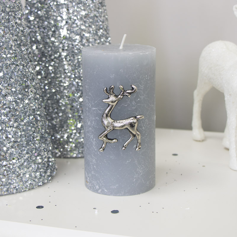 Silver Reindeer Candle Pin Silver Reindeer Candle Pin