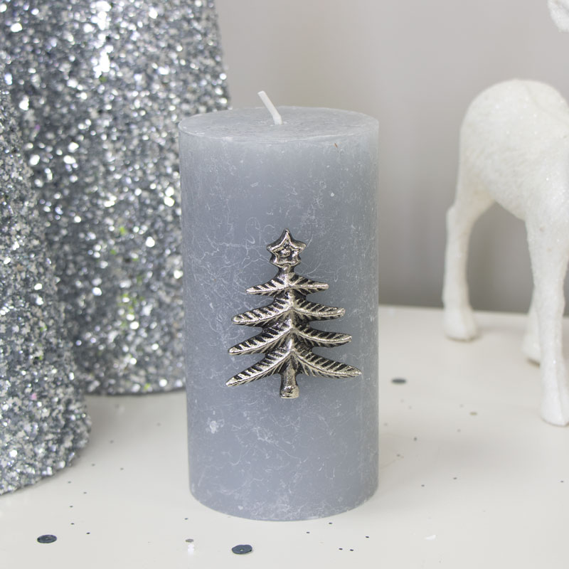Silver Christmas Tree Candle Pin Silver Christmas Tree Candle Pin