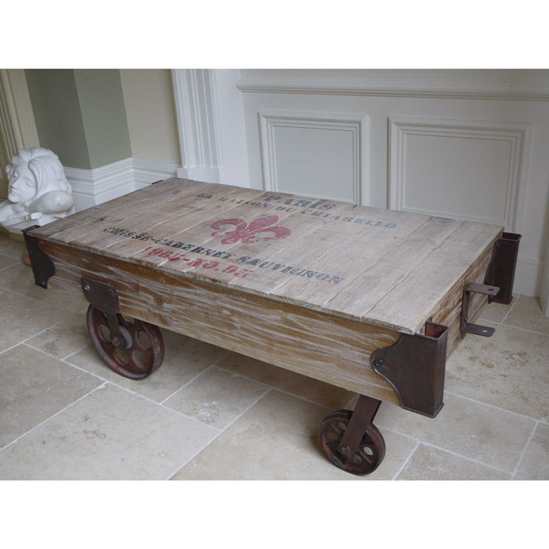 Large Industrial Railway Cart Style Coffee Table Flora Furniture - Railway Cart Coffee Tables Large Industrial Railway Cart Style Coffee Table Flora Furniture - Railway Cart Coffee Tables