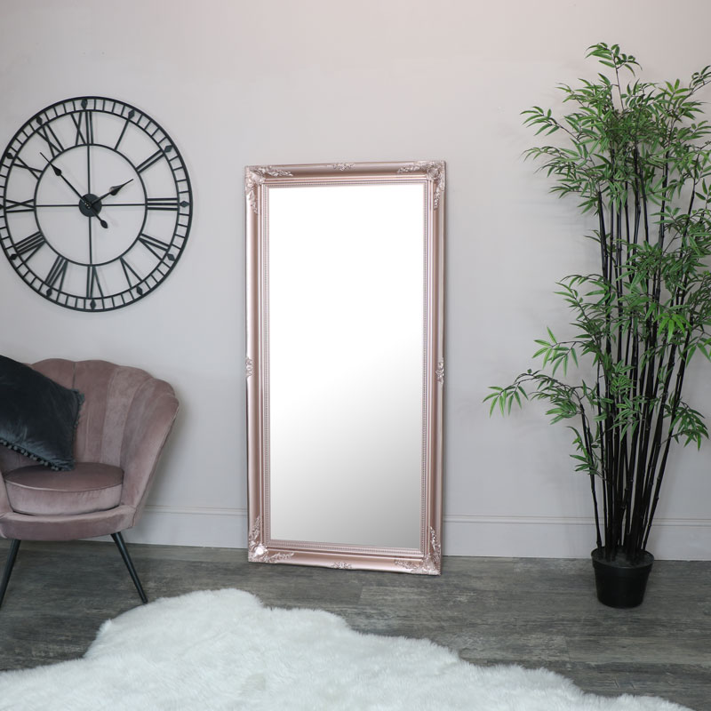 Large Rose Gold Pink Ornate Wall/Floor Mirror