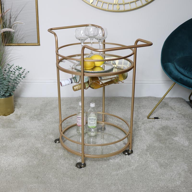 Gold Glass Drinks Trolley Gold Glass Drinks Trolley