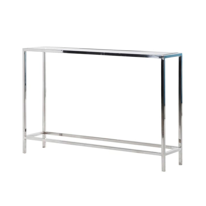 Silver Metal & Glass Console Table Silver Metal & Glass Console Table