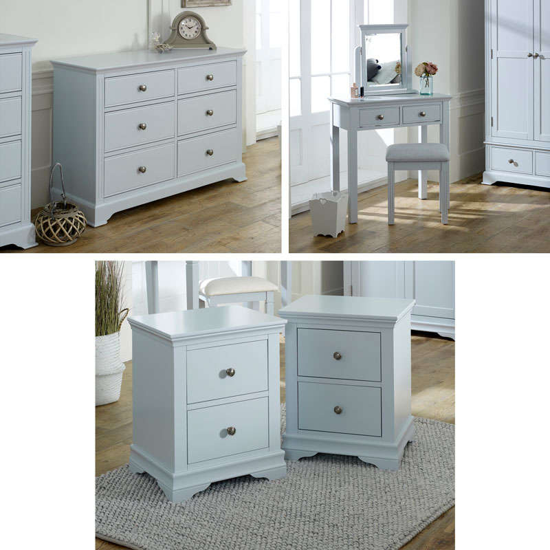 Grey Bedroom Furniture, Large Chest of Drawers, Dressing Table Set & Bedside Tables - Newbury Grey Range Grey Bedroom Furniture, Large Chest of Drawers, Dressing Table Set & Bedside Tables - Newbury Grey Range