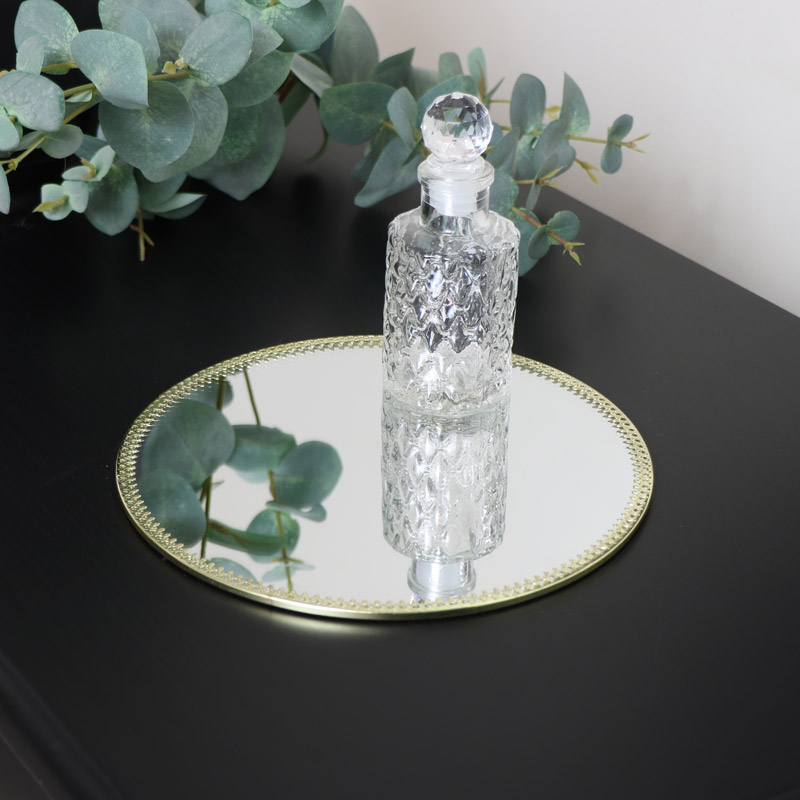 Round Mirrored Gold Display Plate Tray Round Mirrored Gold Display Plate Tray