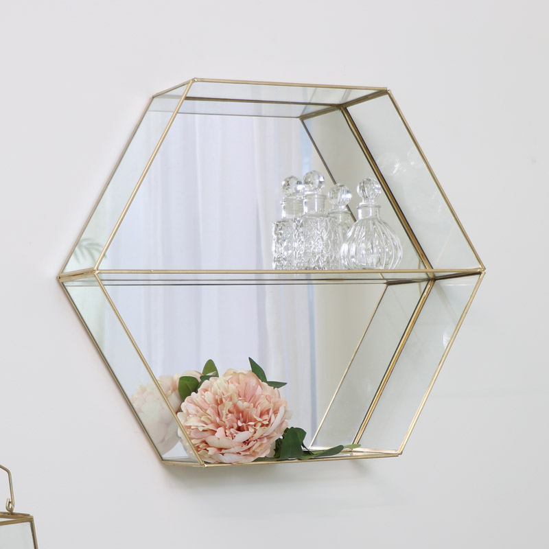 Gold Mirrored Hexagon Shelf