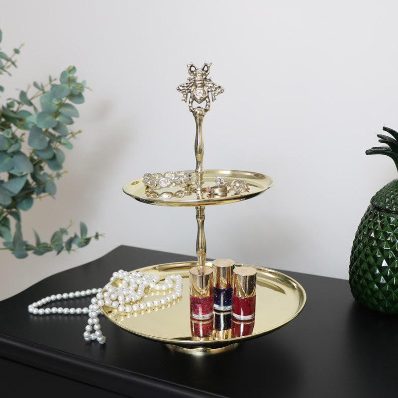 Gold Bumblebee Two Tier Cake Stand