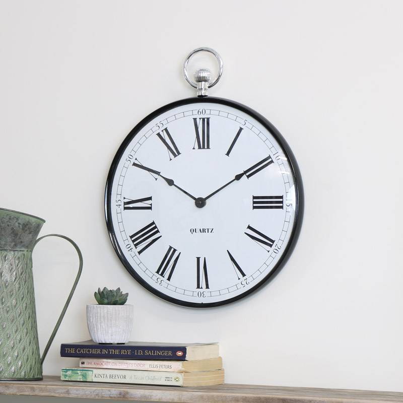 Black Metal Fob Wall Clock Black Metal Fob Wall Clock
