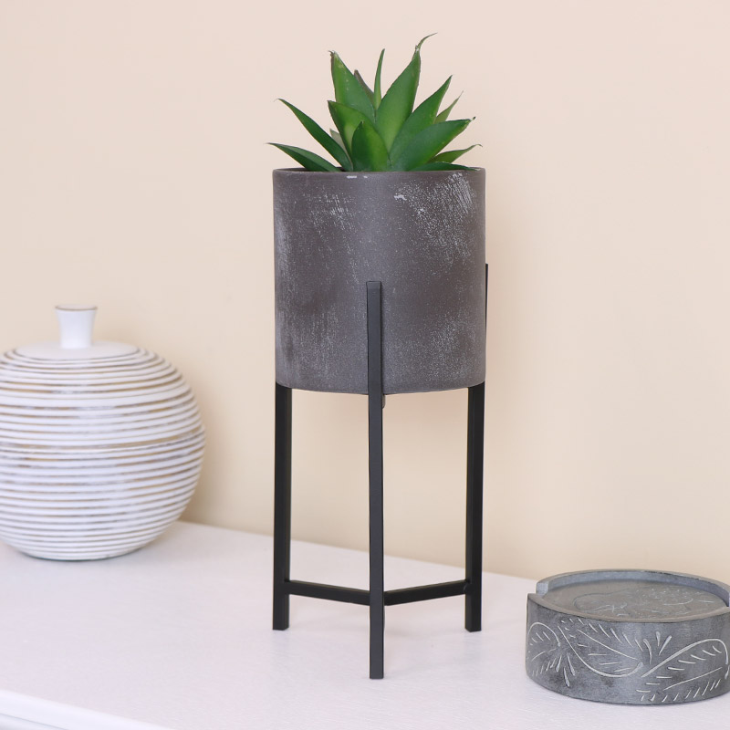 Small Black Metal Distressed Planter Small Black Metal Distressed Planter