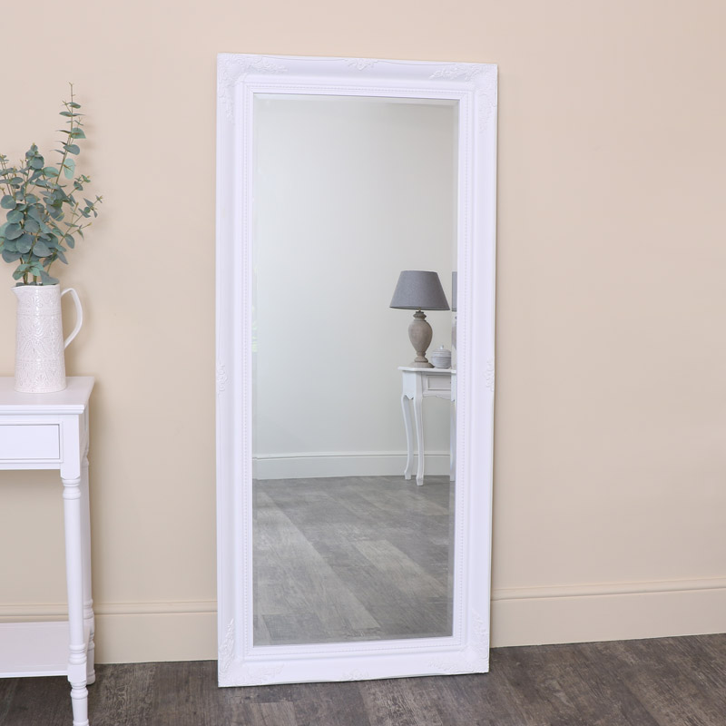 Large White Ornate Wall/Leaner Mirror 73cm x 163cm Large White Ornate Wall/Leaner Mirror 73cm x 163cm