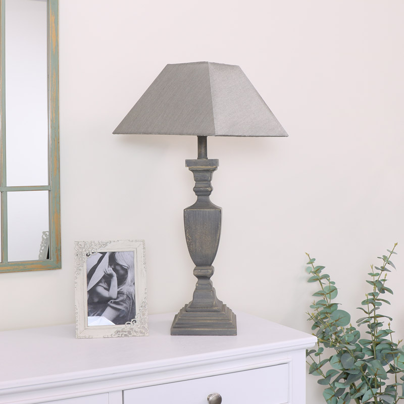 Grey Washed Square Table Lamp Grey Washed Square Table Lamp