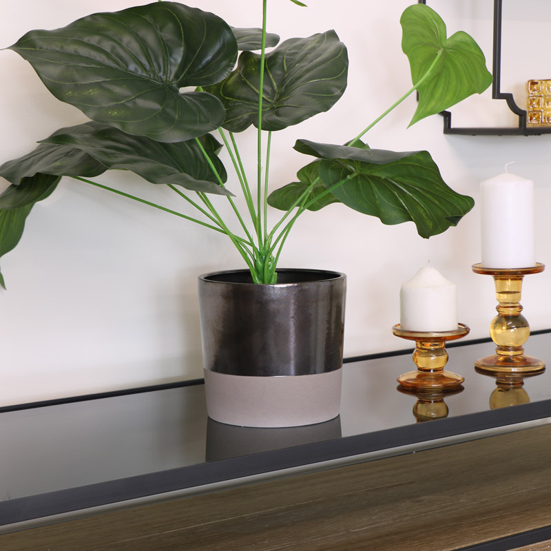 Large Metallic Grey Planter Large Metallic Grey Planter