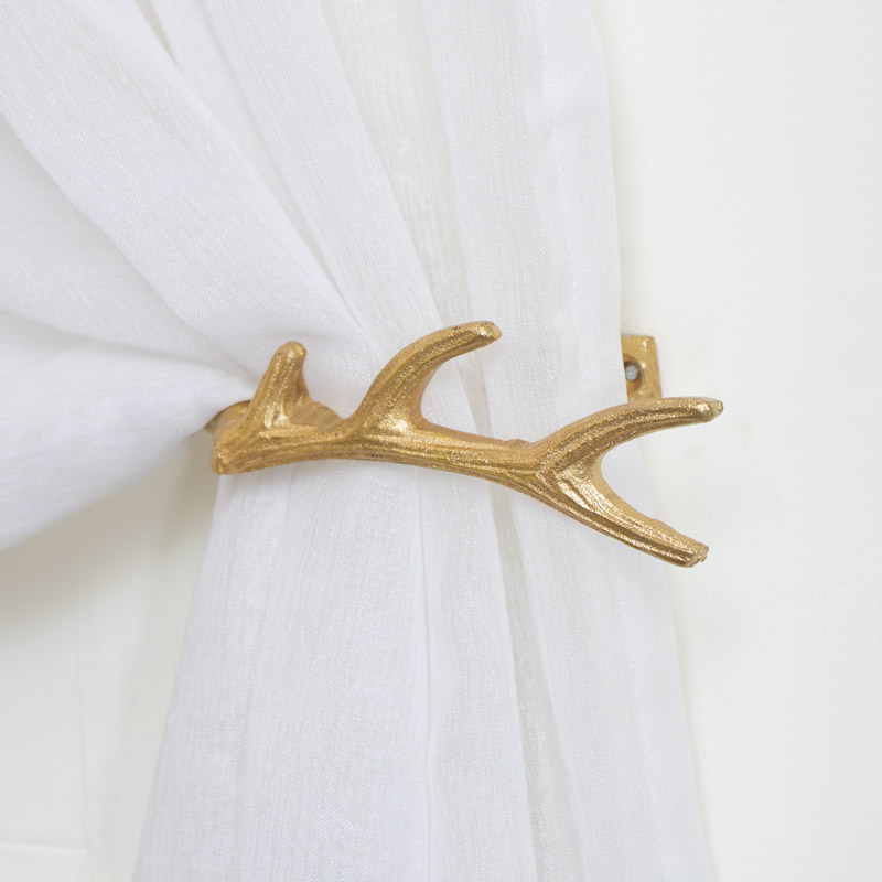 Pair of Gold Antler Curtain Holdbacks Pair of Gold Antler Curtain Holdbacks
