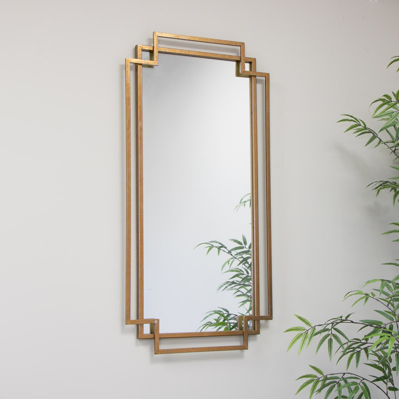 Copper Art Deco Wall Mirror 94cm x 48cm