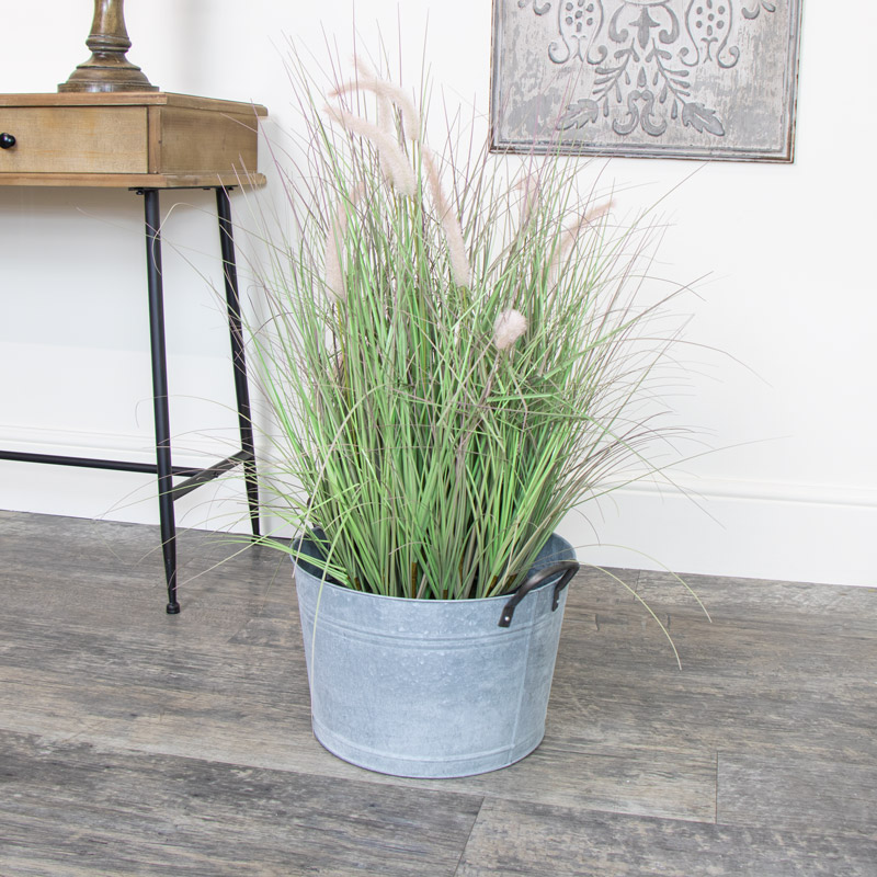 Large Grey Galvanised Metal Planter Large Grey Galvanised Metal Planter