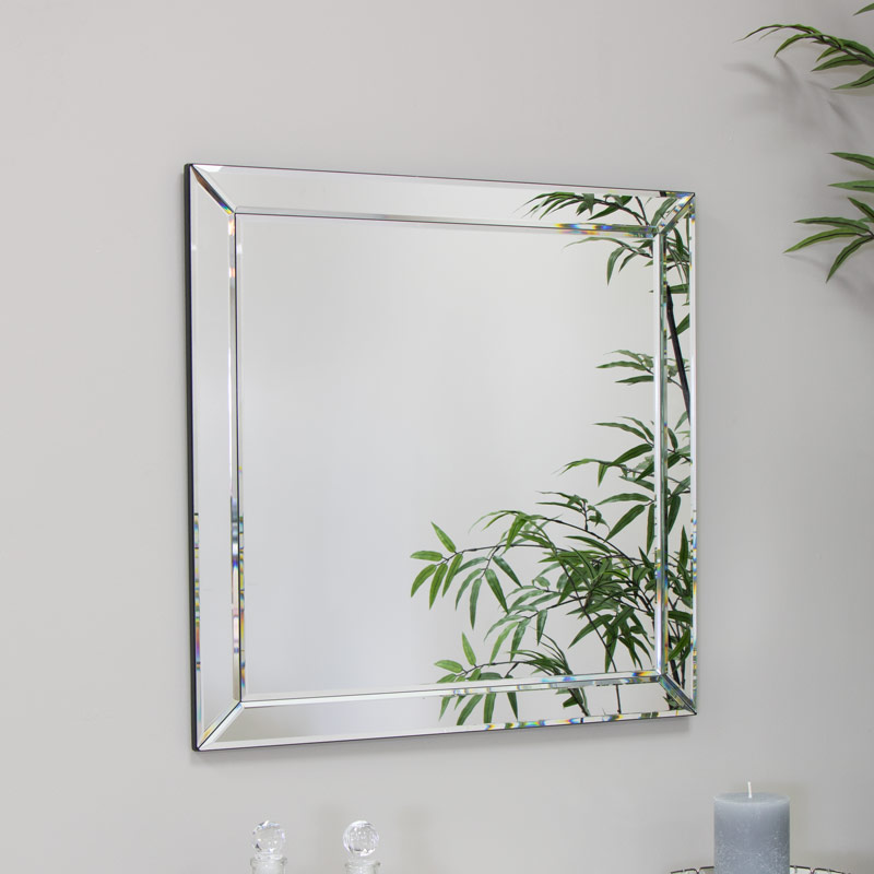 Square Mirrored Frame Wall Mirror 50cm x 50cm 