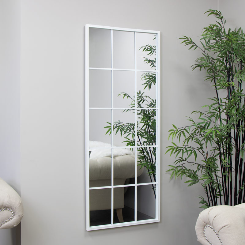 Extra Large White Window Mirror 144cm x 59cm