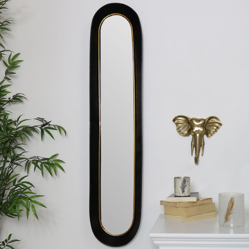 Tall Oval Gold & Black Mirror