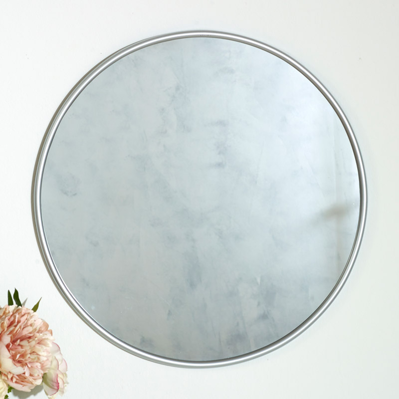 Round Silver Wall Mounted Mirror 50cm x 50cm