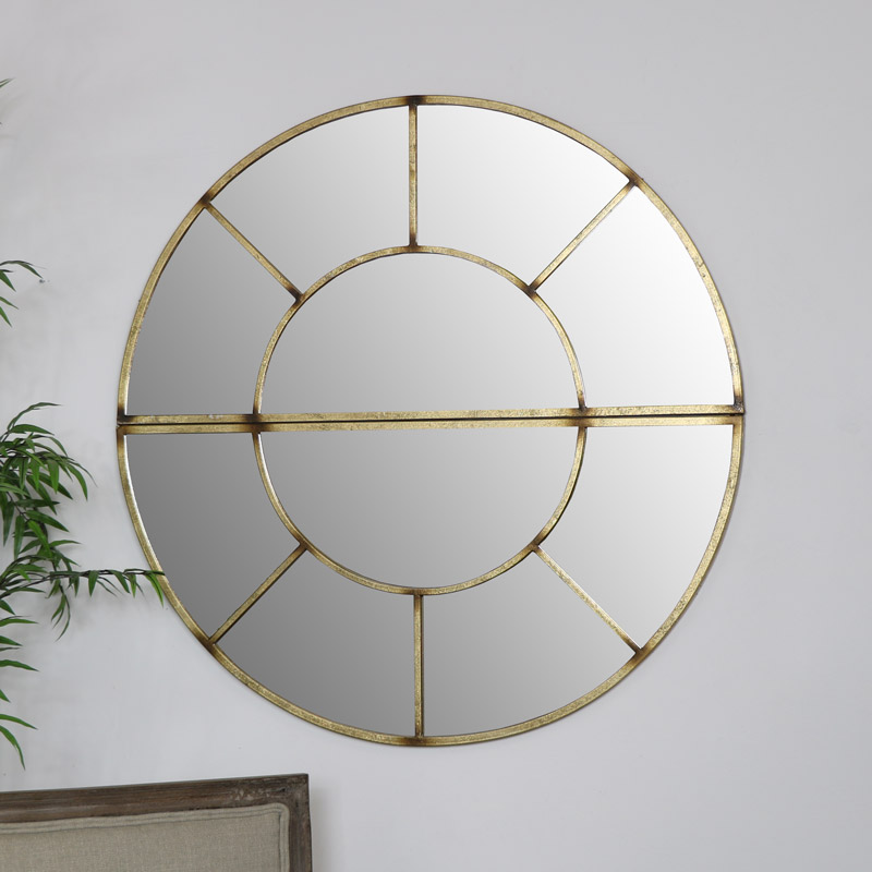 Round Gold Sectional Wall Mirror 