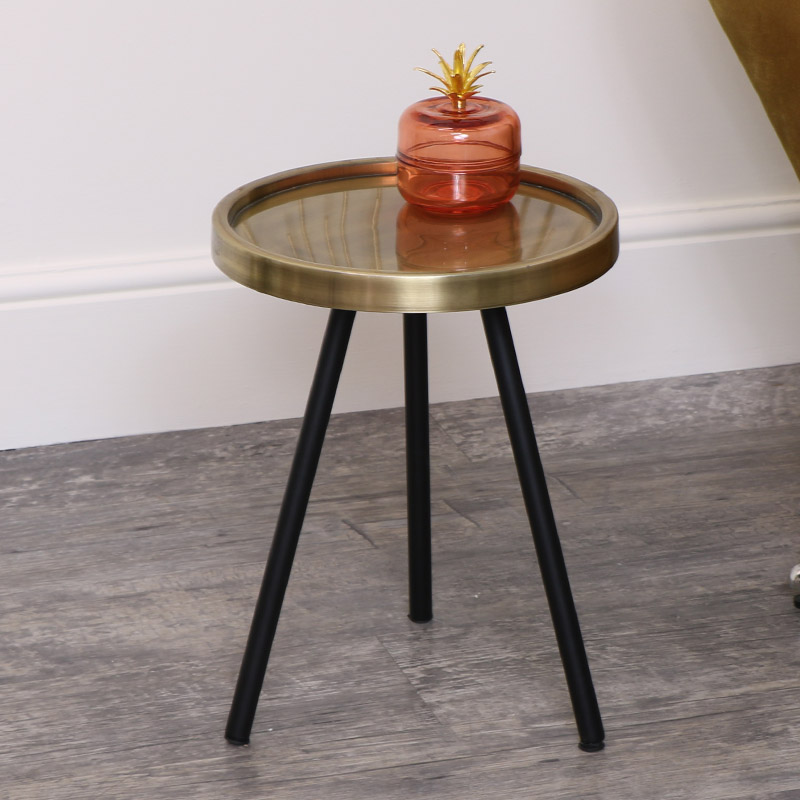 Black & Gold Round Side Table 