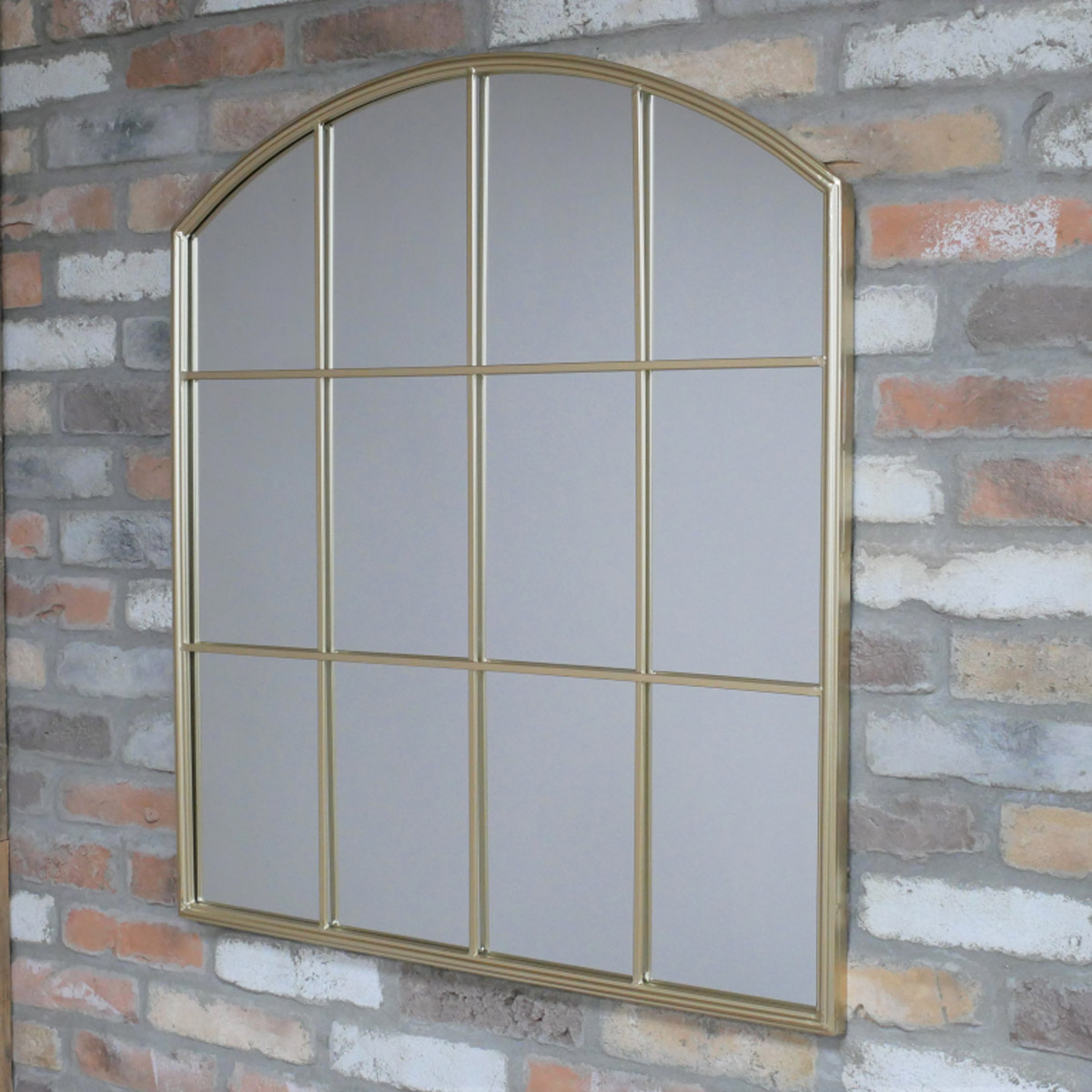 Gold Arched Metal Framed Wall Mirror 90cm x 80cm
