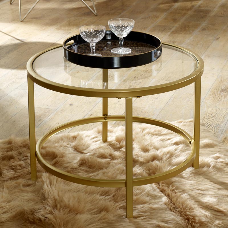 Vintage Gold Round Glass Top Coffee Table Flora Furniture Gold Round Glass Top Coffee Table