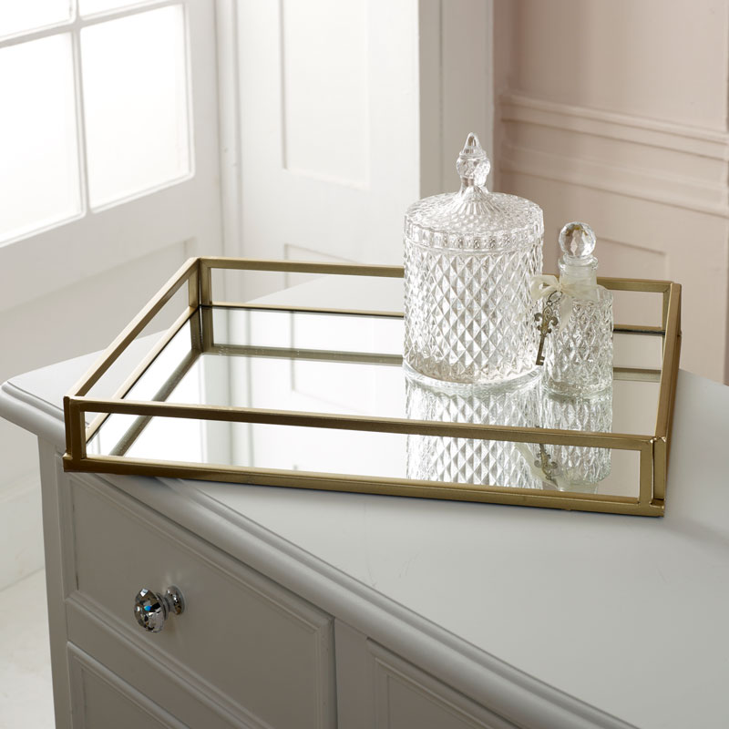 Large Gold Mirrored Cocktail Tray