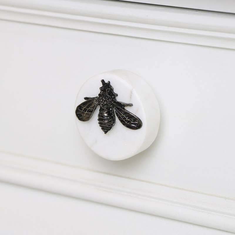 Silver Bee Marble Drawer Knob Silver Bee Marble Drawer Knob