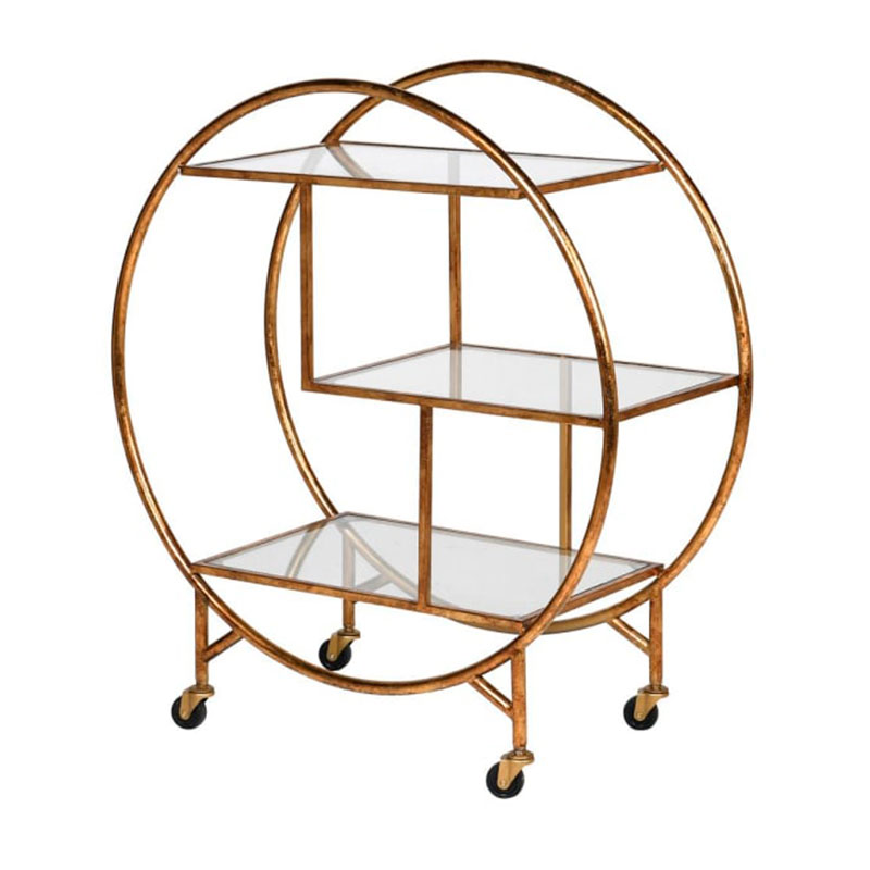 Round Gold & Glass Bar Trolley Round Gold & Glass Bar Trolley