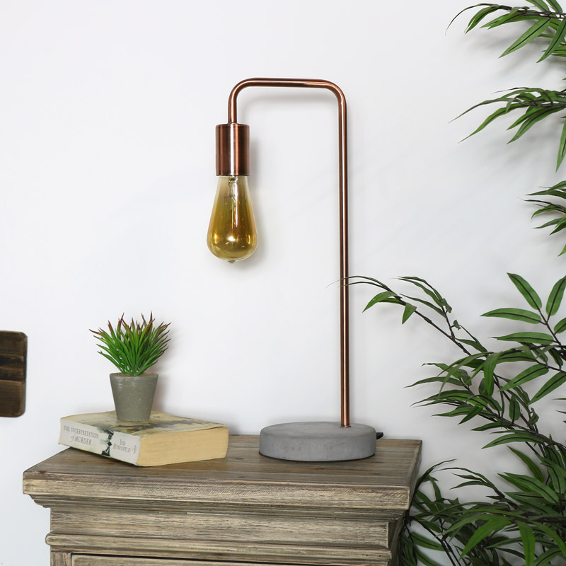 Industrial Copper Table Lamp Flora Furniture