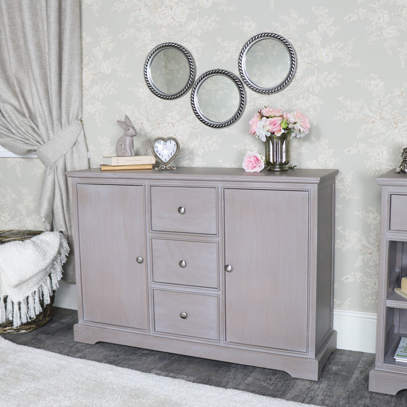 Large Taupe 3 Drawer 2 Door Sideboard - Cambridge Range Large Taupe 3 Drawer 2 Door Sideboard - Cambridge Range