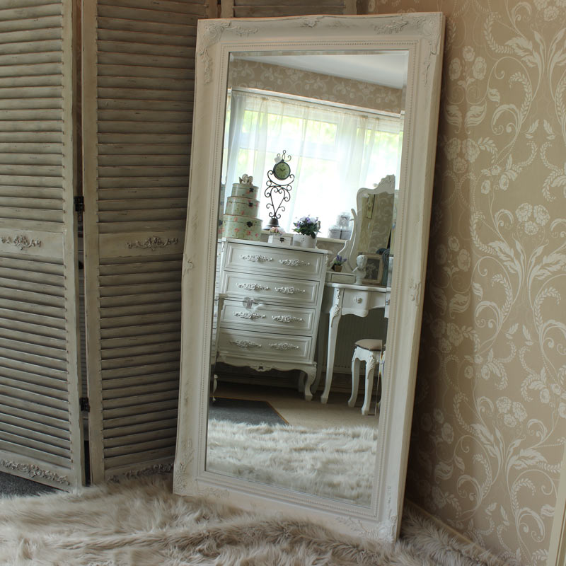 Extra Large Vintage White Wall/Floor/Leaner Mirror 158cm x 78cm