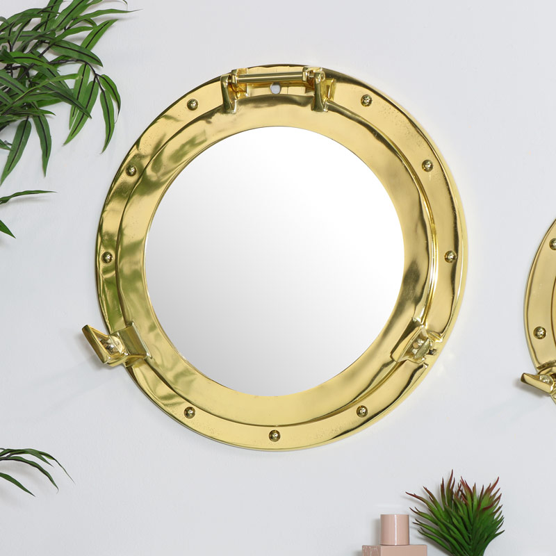 Brass Metal Porthole Mirror 38cm x 38cm Brass Metal Porthole Mirror 38cm x 38cm