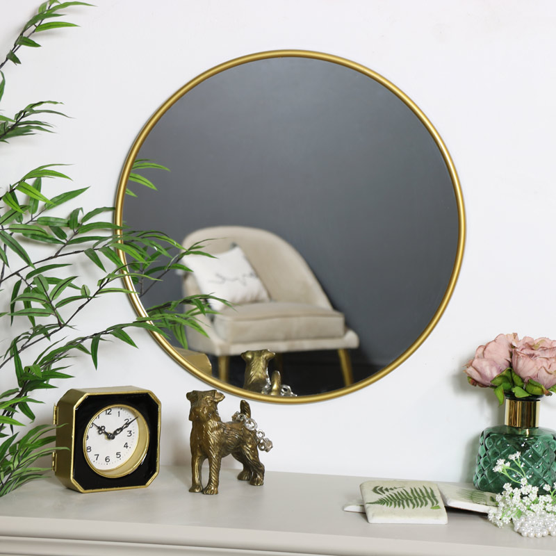 Round Gold Wall Mounted Mirror 50cm x 50cm Round Gold Wall Mounted Mirror 50cm x 50cm