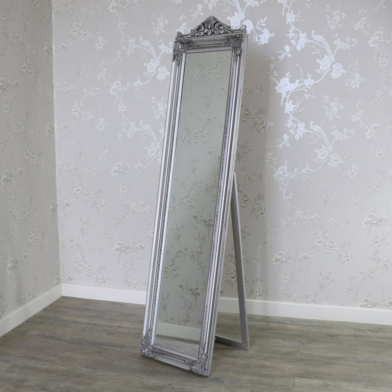 Antique Silver Full Length Freestanding Cheval Mirror 44cm x 180cm