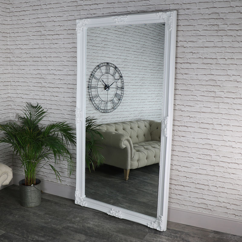 Extra Large Full Length Ornate White Wall Leaner Mirror 119cm Hover
