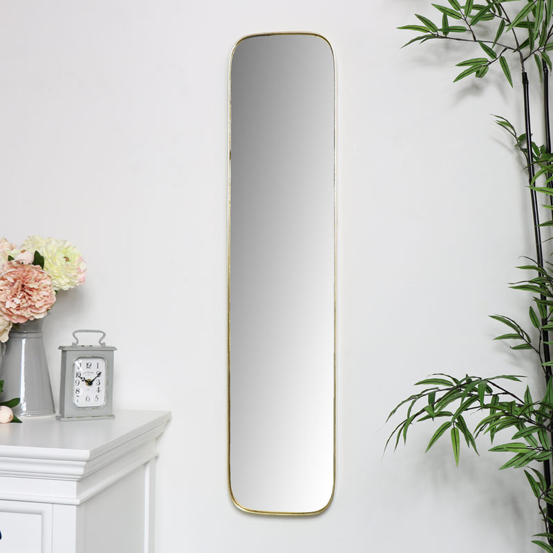 Gold Thin Framed Slim Wall Mirror